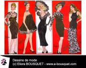 Dessins de tenues de soirées pour femmes d'Elisabeth Eliora Bousquet 12