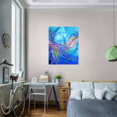 Tableau Aux lendemains bleus d'Eliora Bousquet mis en situation dans un décor 1