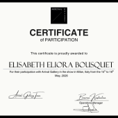 certificate arrival gallery Milan 2026 Eliora Bousquet