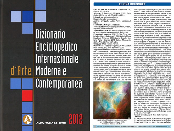 Dizionario enciclopedico internazionale d'arte moderna 2012 Eliora Bousquet
