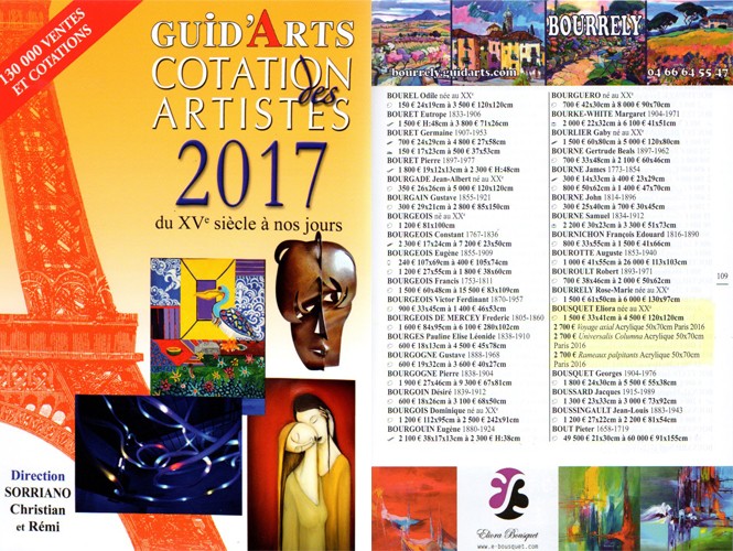 Dictionnaire de cotation des artistes 2017 Eliora Bousquet