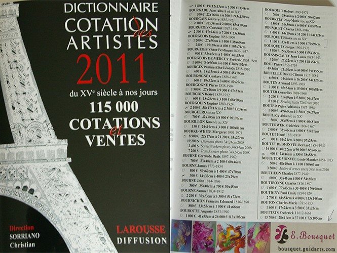 Dictionnaire de cotation des artistes 2011 Eliora Bousquet