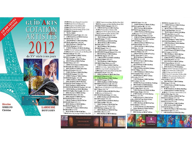 Dictionnaire de cotation des artistes 2012 Eliora Bousquet