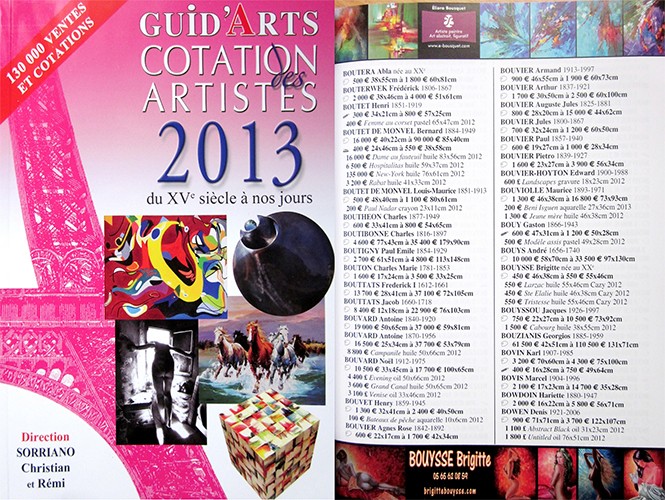 Dictionnaire de cotation des artistes 2013 Eliora Bousquet