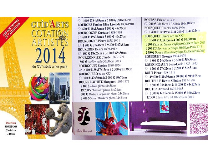 Dictionnaire de cotation des artistes 2014 Eliora Bousquet