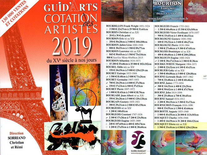 Dictionnaire de cotation des artistes 2019 Eliora Bousquet