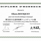 Diplôme d'honneur - Festival Franco-Japonais des Arts Plastiques 2013 - Eliora Bousquet