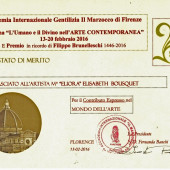 Diplôme de mérite - Filippo Brunelleschi : L’Umano e il Divino nell’ arte contemporanea 2015 - Eliora Bousquet
