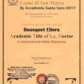 Academic Title of h.c. Doctor in Historical and Artistic Disciplines -  Concours international d'art contemporain 2017 - Eliora 