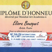 Diplôme d'honneur - 16° Salon International de l'Art Contemporain 2016 - Eliora Bousquet