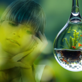 &laquo; La vie na&icirc;t d&rsquo;une goutte d&rsquo;eau &raquo; - Double exposition (c) Eliora Bousquet d'apr&egrave;s photos libres de droits pothos et pngtree (57