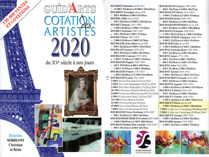 Eliora Bousquet - Dictionnaire de cotation des artistes 2020