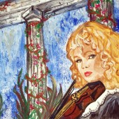 Peinture d'Eliora Bousquet intitulée : Enfant au violon
