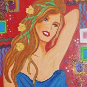 Peinture d'Eliora Bousquet intitulée : Le sacre du Printemps (portrait de Brigitte Bardot)