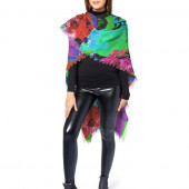 Poncho en laine inspiré d'un tableau d'Eliora Bousquet - 1011