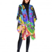 Poncho en laine inspiré d'un tableau d'Eliora Bousquet - 1015