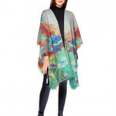 Poncho en laine inspiré d'un tableau d'Eliora Bousquet - 1091
