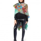 Poncho en laine inspiré d'un tableau d'Eliora Bousquet - 1092