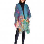 Poncho en laine inspiré d'un tableau d'Eliora Bousquet - 697