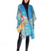 Poncho en laine inspiré d'un tableau d'Eliora Bousquet - 938