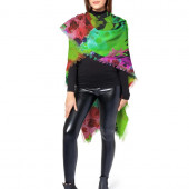Poncho en laine inspiré d'un tableau d'Eliora Bousquet - 964