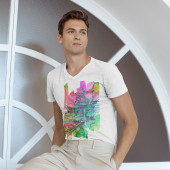 T-shirt col V pour homme dérivé d'une peinture d'Eliora Bousquet 10