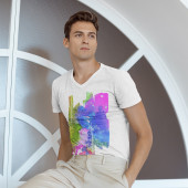 T-shirt col V pour homme dérivé d'une peinture d'Eliora Bousquet 2