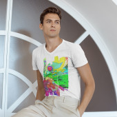T-shirt col V pour homme dérivé d'une peinture d'Eliora Bousquet 3