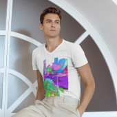 T-shirt col V pour homme dérivé d'une peinture d'Eliora Bousquet 7