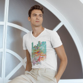 T-shirt col V pour homme dérivé d'une peinture d'Eliora Bousquet 15