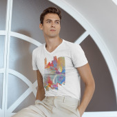 T-shirt col V pour homme dérivé d'une peinture d'Eliora Bousquet 16