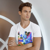 T-shirt col V pour homme dérivé d'une peinture d'Eliora Bousquet 21