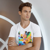 T-shirt col V pour homme dérivé d'une peinture d'Eliora Bousquet 22