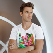 T-shirt col V pour homme dérivé d'une peinture d'Eliora Bousquet 23