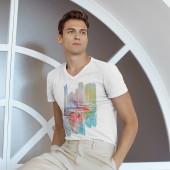 T-shirt col V pour homme dérivé d'une peinture d'Eliora Bousquet 18