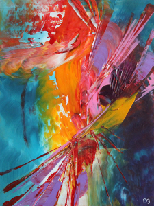 Peinture d'Eliora Bousquet - Bataille céleste (2)