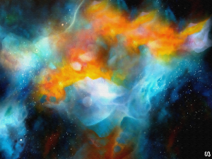 Peinture d'Eliora Bousquet - L'arbre de vie c&eacute;leste