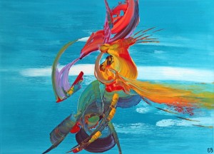 Peinture d'Eliora Bousquet - L'oiseau d'Horus