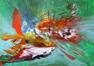 Peinture d'Eliora Bousquet - La fuite de Jonas